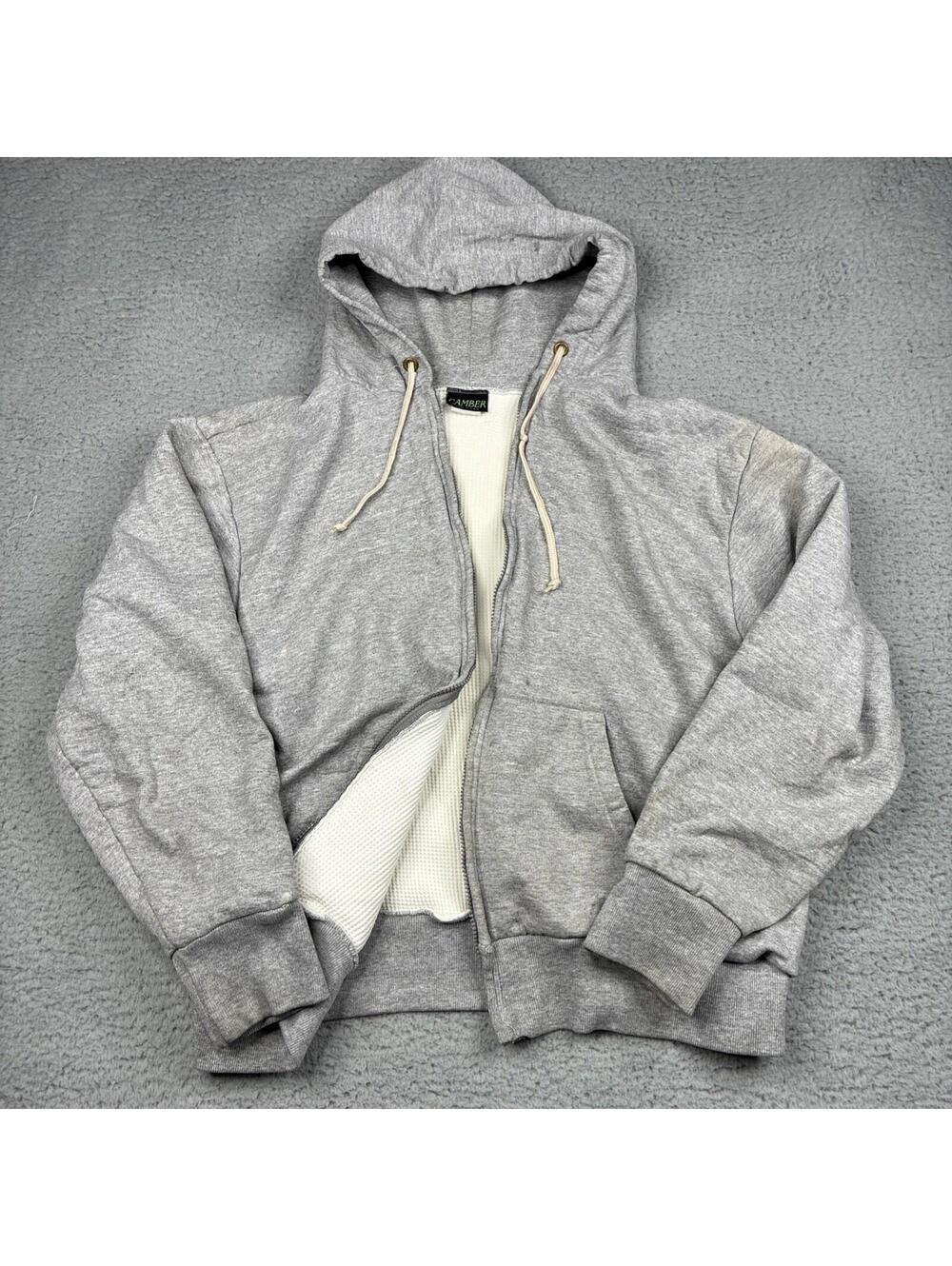 Camber Thermal Lined Hoodie Men’s XXL Gray Double Face Heavyweight USA